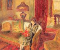 William James Glackens - The Artist Wife Knitting